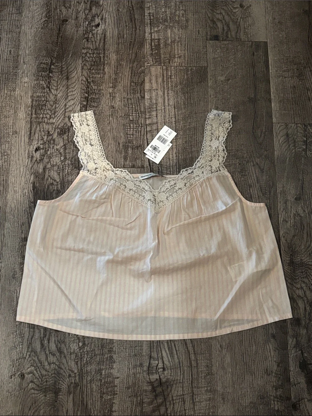 Abercrombie & Fitch Lace-Trim Sleep Cami - Pink Stripes - Size Medium